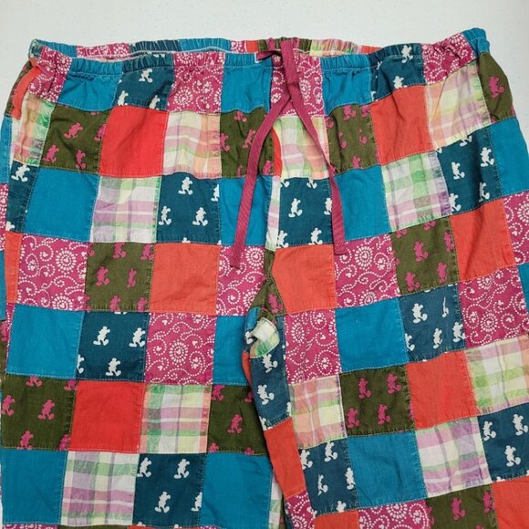 Disney Parks Patchwork Pants Mickey Quilt Womens Medium Drawstring Vacation sz M - Picture 7 of 10